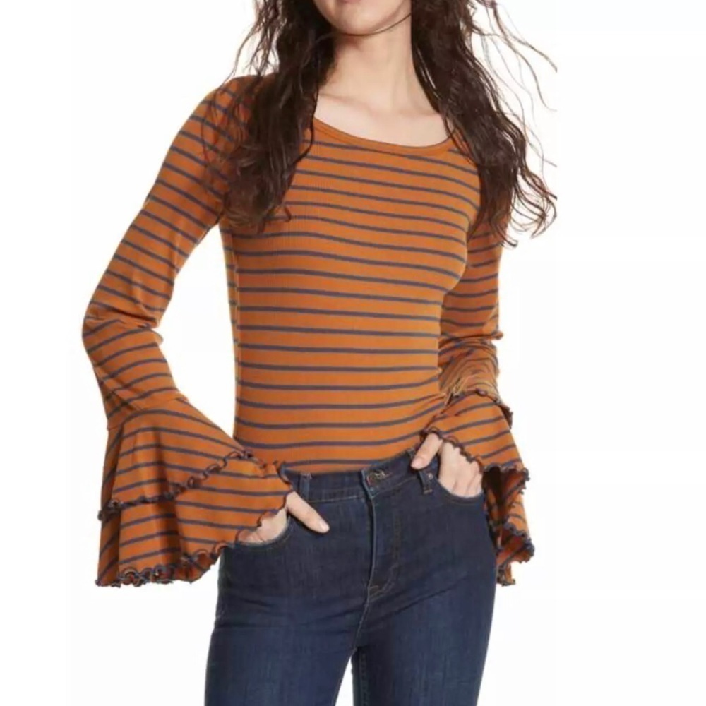 We The Free Striped Bell Sleeve Top - Sz S